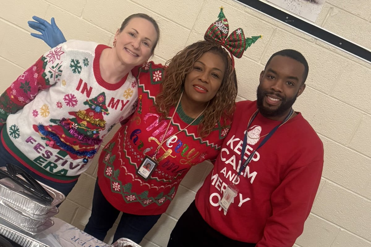 Fitzgerald Elementary School staff serving breakfast at a school event